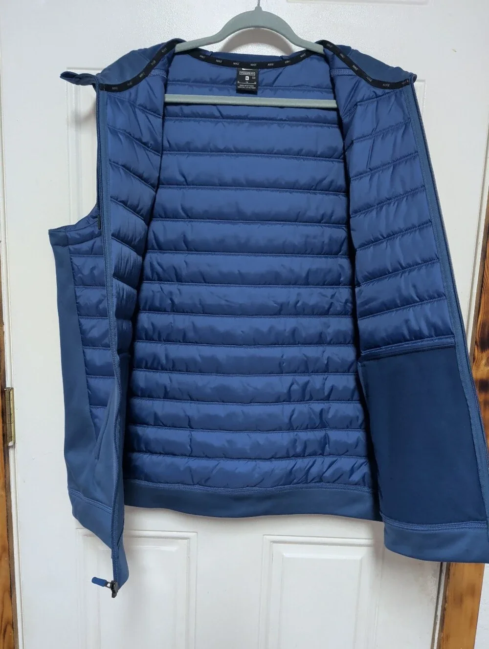 Nike Therma Training Vest Mens Size Large Blue Winterized Full Zip Hooded